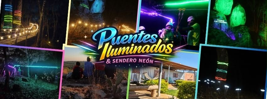 Puentes iluminados y sendero neon 17 de octubre